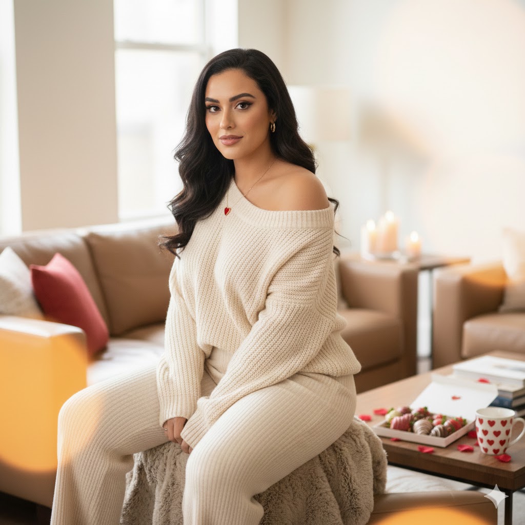 Cozy Valentine’s Day Outfit at Home