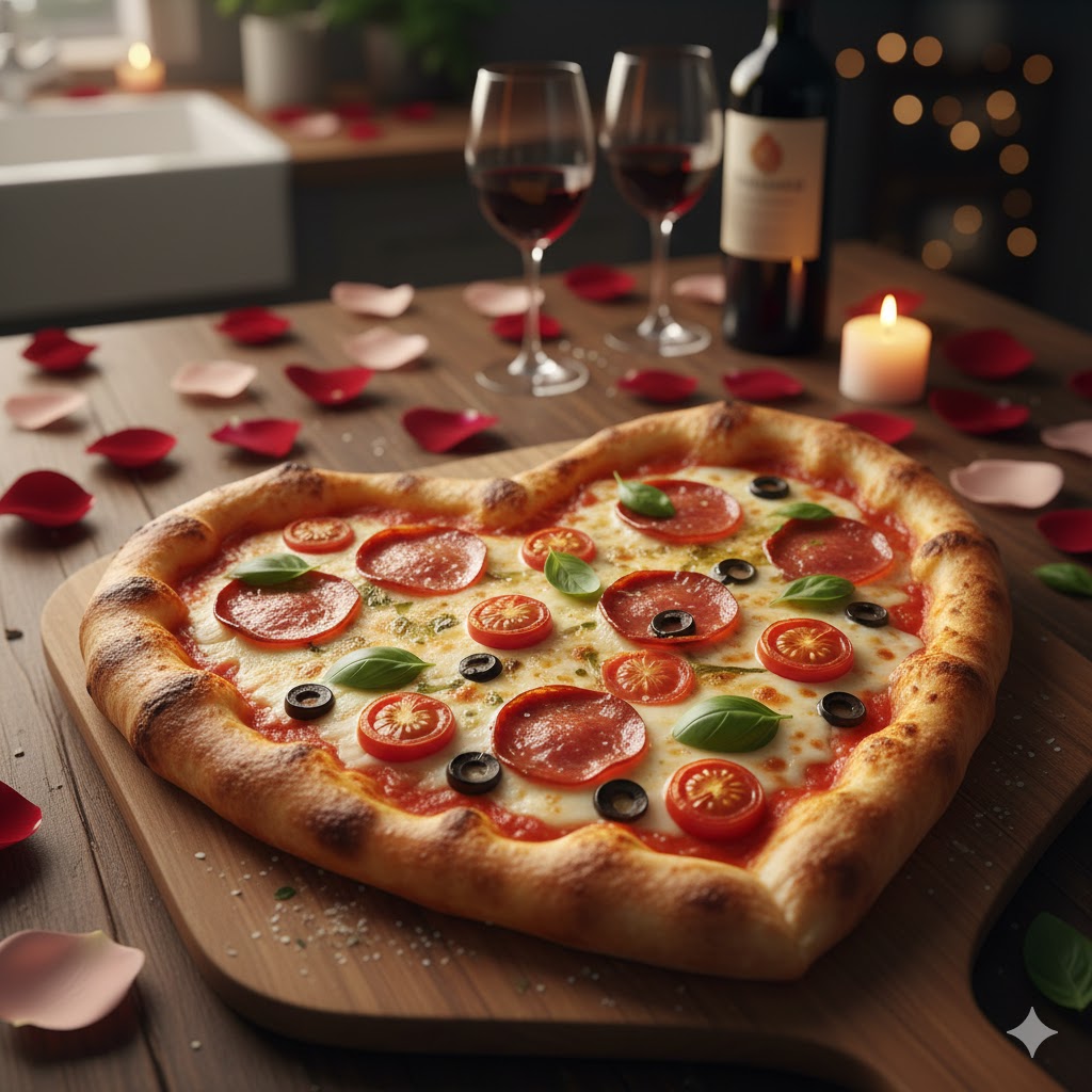 Heart-Shaped Homemade Pizza — A Playful Yet Romantic Classic