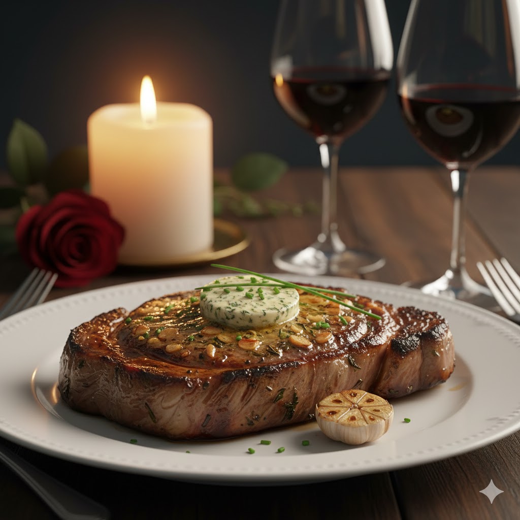 Garlic Herb Butter Steak — Classic Date Night Elegance