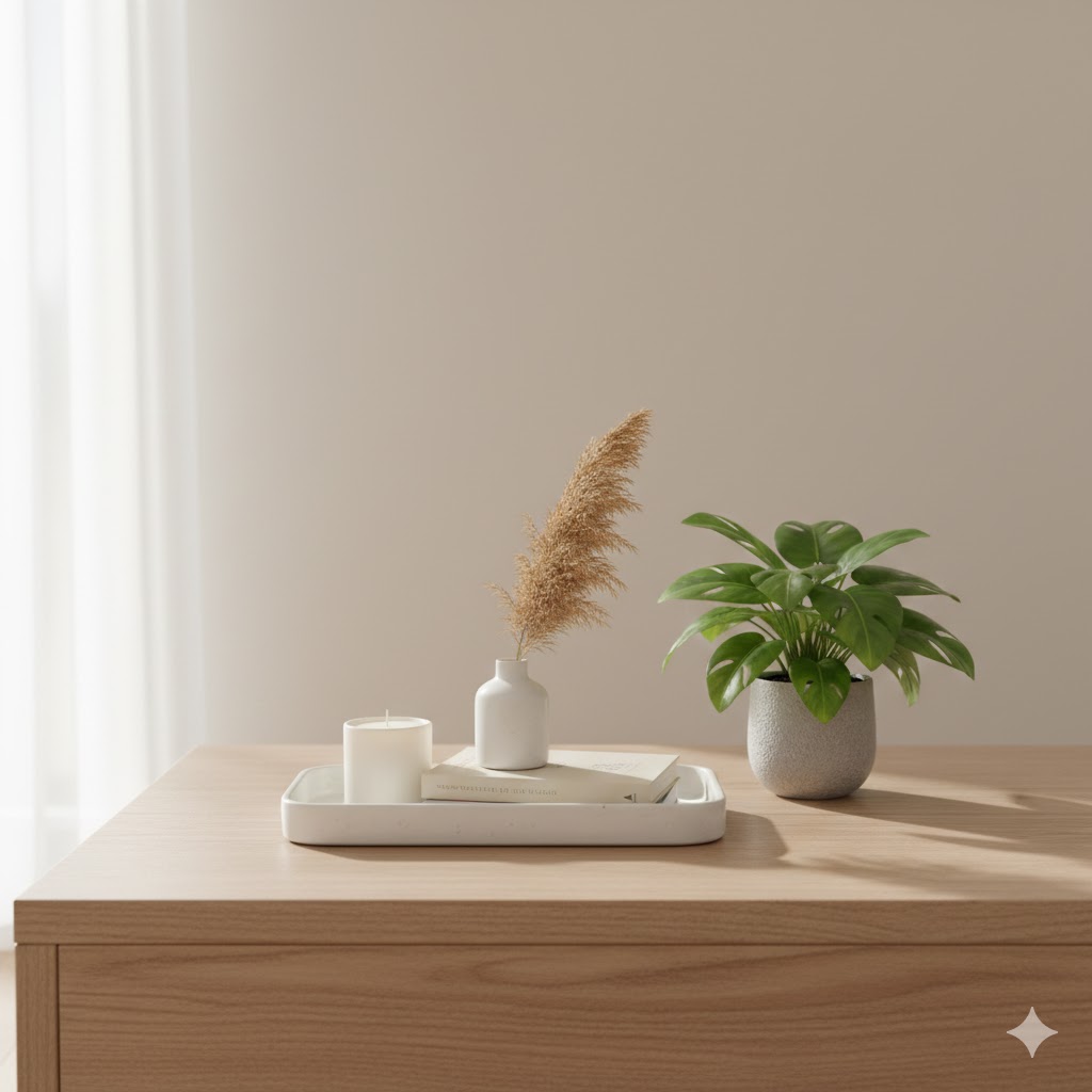 mall Matching Details That Make the House Look “Complete” (Tray Styling + Plant + Clean Scents)