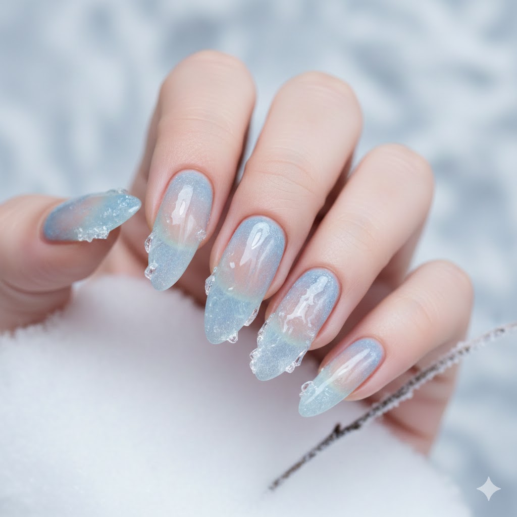 Icy Nude Nails — Soft Winter Glam
