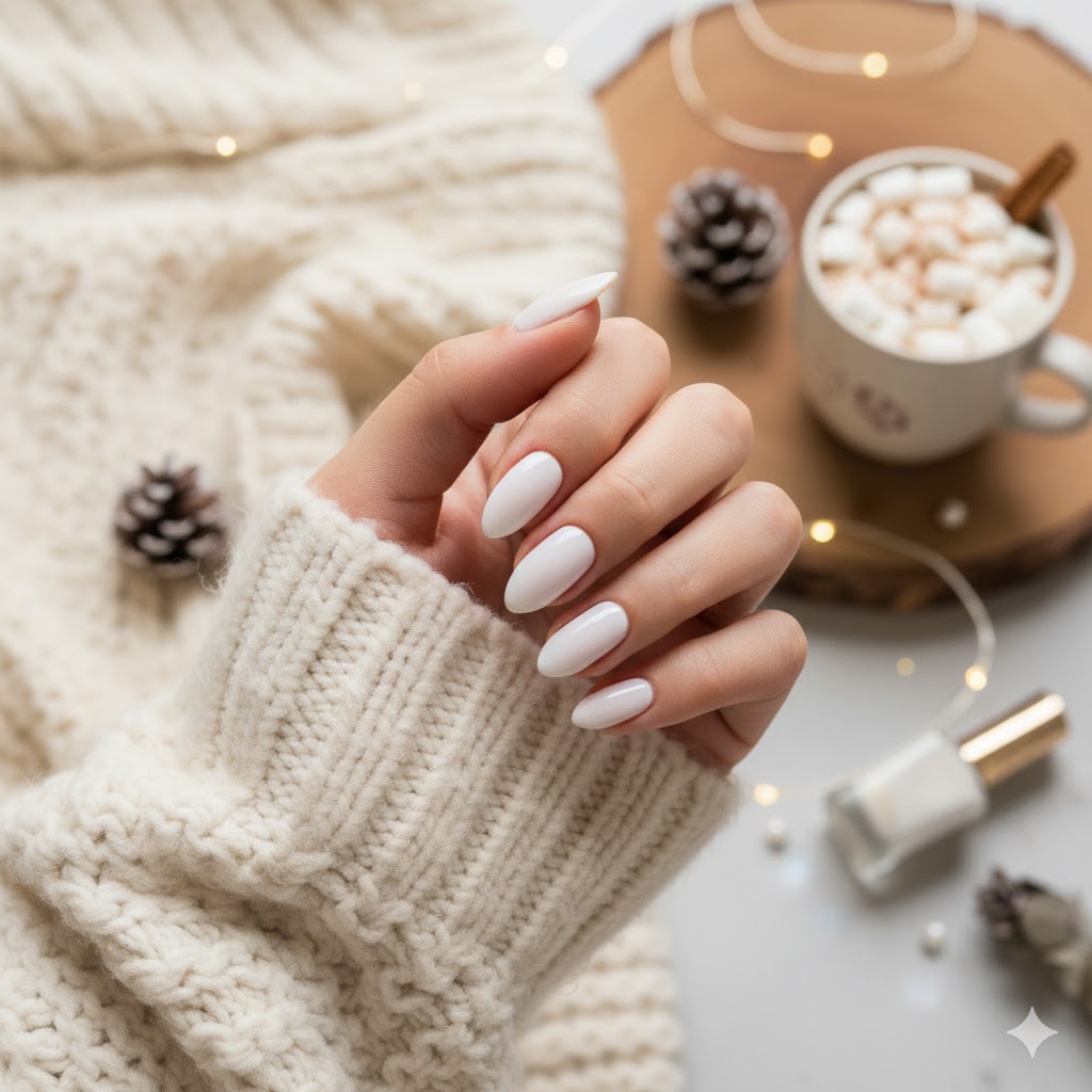 Milky White Winter Nails — Clean & Classy