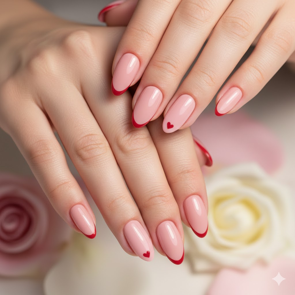 Valentine French Tip Nails (The “Clean but Cute” Nail Style)