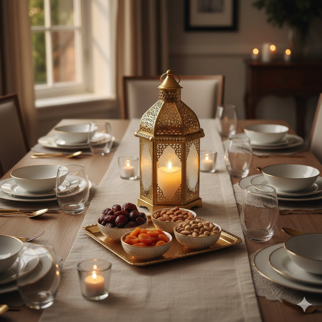 A Beautiful Iftar Table Look (Clean Runner + Date Tray + Matching Cups)
