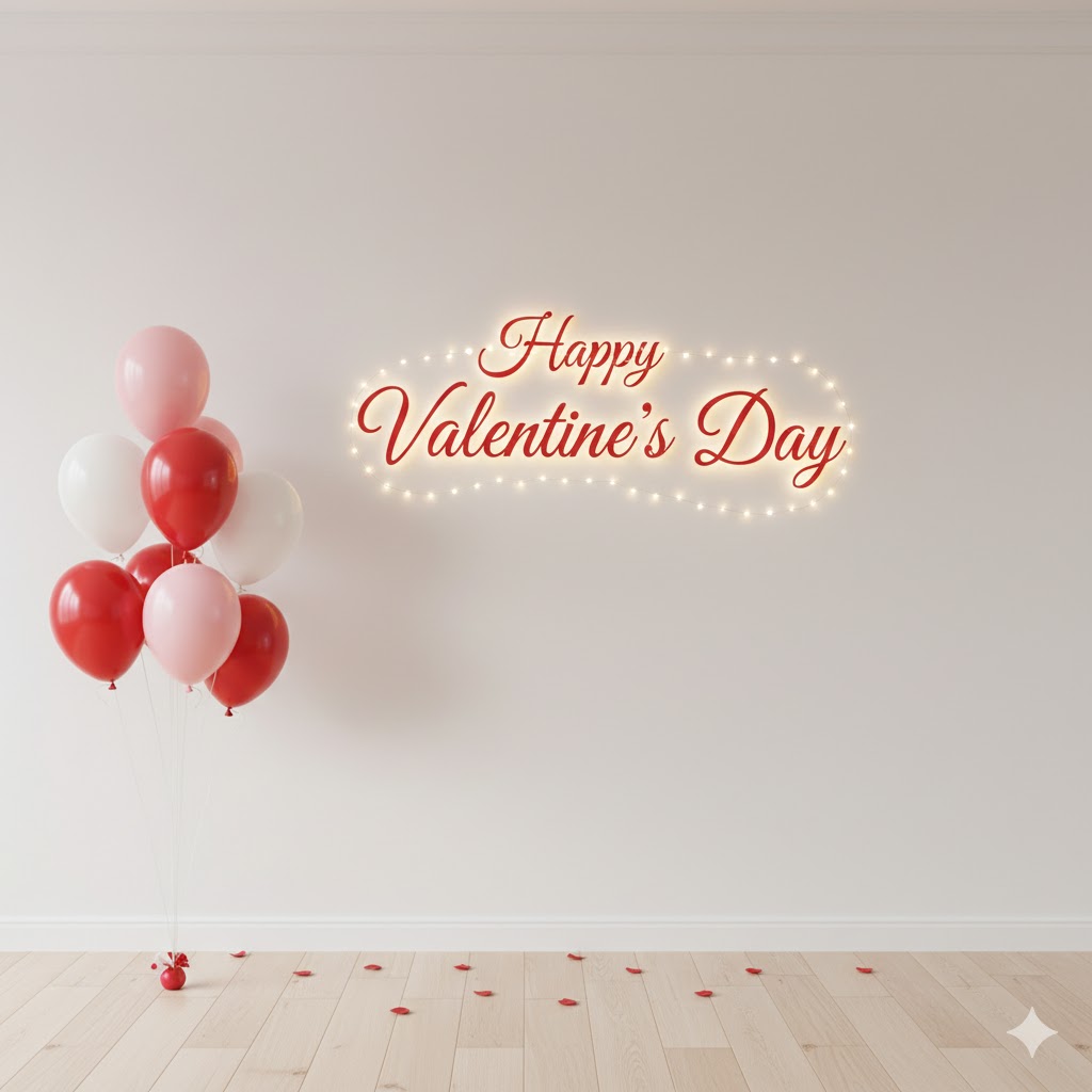 Wall and Photo-Spot Valentine Decor (Banner + Balloons + One Clean Background)