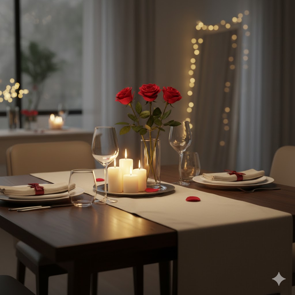Romantic Table Decoration for Valentine’s Day (Centerpiece + Plates + Small Details)