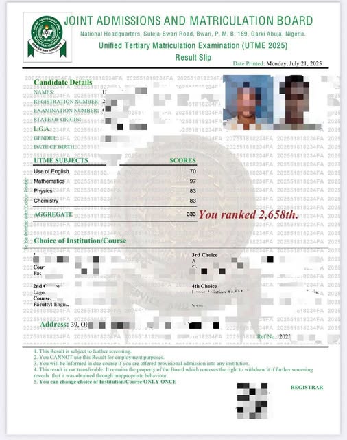JAMB Original Result Slip 2026 : How to Print Yours Now and What to Do With It